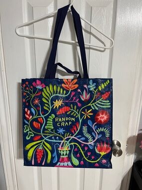 Blue Q Navy Floral 'Random Crap' Graphic Bag with Pouch.